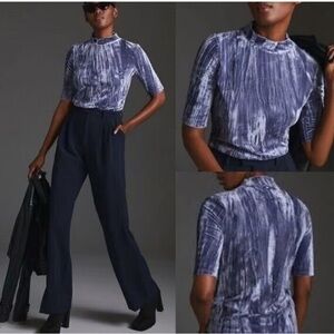 Pilcro at Anthropologie Velveteen Mock Neck Top SMALL
